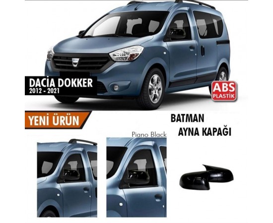 Dacia Dokker Yarasa Ayna Kapağı ABS Plastik Batman Piano Black Batman ayna Kapağı 2012-2021 Modeller için