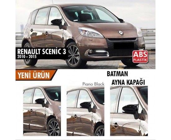 Renault Scenic 3 Yarasa Ayna Kapağı ABS Plastik Batman Piano Black Batman ayna Kapağı 2010-2015 Modeller için