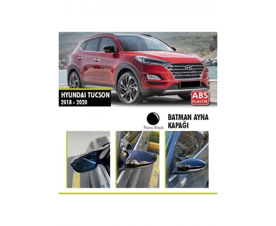 Hyundai Tucson 2018-2020 Yarasa Ayna Kapağı ABS Plastik Batman Piano Black Batman ayna Kapağı 
