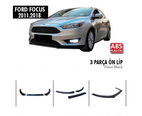 Ford Focus Mk 3 - 3.5 2011-2018 Arası Esnek 3 Parça ABS Lip Piano Black 3 Parça Lip