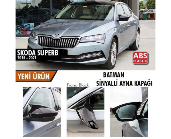 Skoda SuperB Yarasa Ayna Kapağı ABS Plastik Batman Piano Black Batman ayna Kapağı 2015-2021 Modeller için